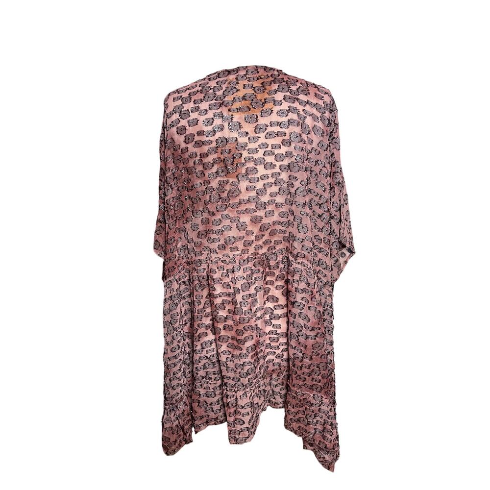 NWT A RARE BIRD Women’s Boho Mauve Pink Metallic Animal Pattern Kimono - Picture 4 of 4